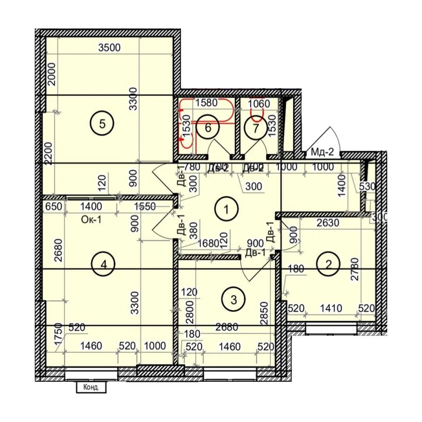 3-комнатная квартира 63.6 м²  4/4 этаж