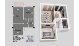 2-комн. квартира 43.5 м²  11/11 этаж