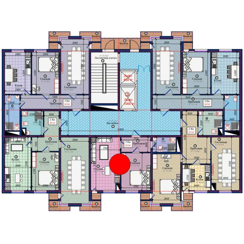 2-xonali xonadon 39.3 m²  1/1 qavat