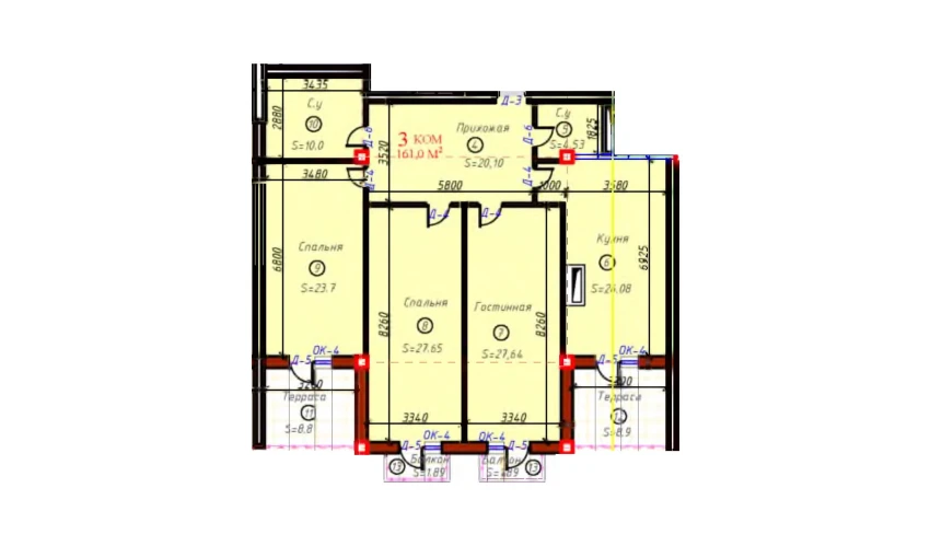 3-комнатная квартира 161 м²  4/9 этаж | Жилой комплекс SAMARQAND CITY