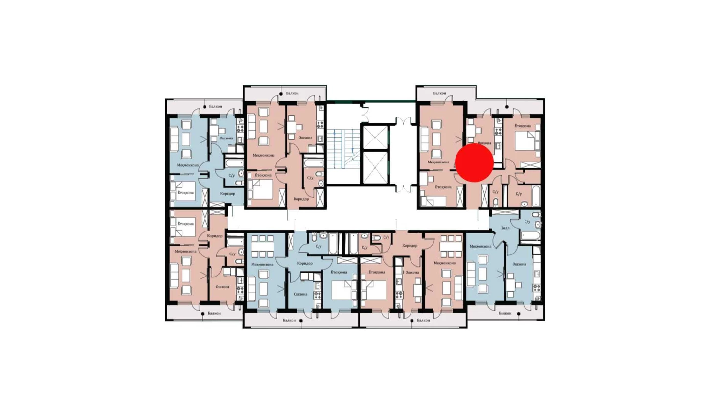 3-комнатная квартира 68.42 м²  13/13 этаж