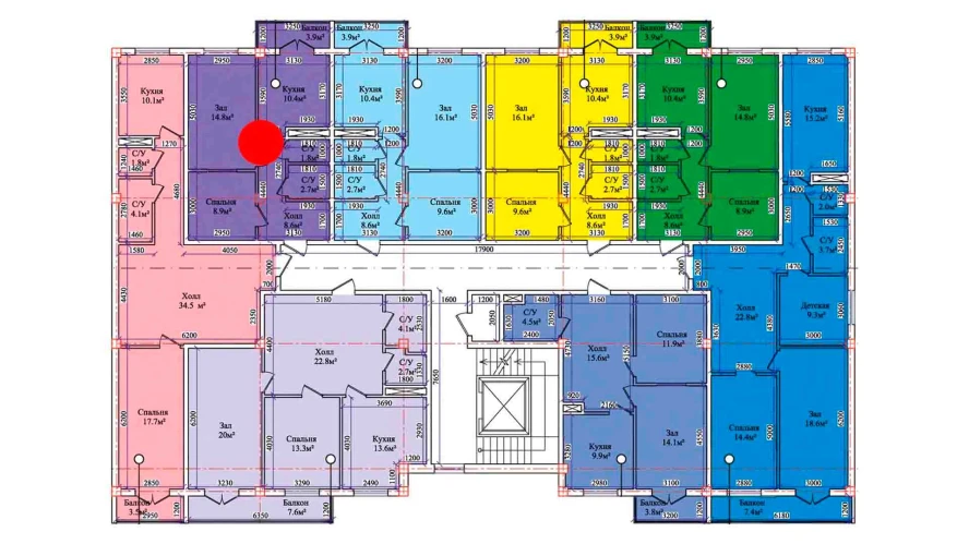 2-комнатная квартира 50.7 м²  6/6 этаж