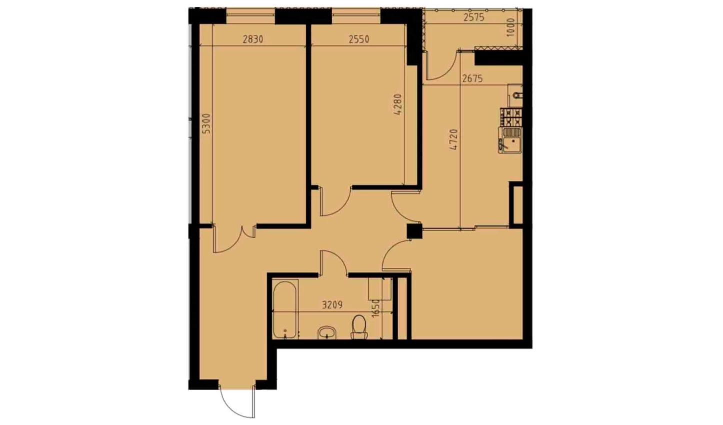 2-комнатная квартира 67.38 м²  9/9 этаж