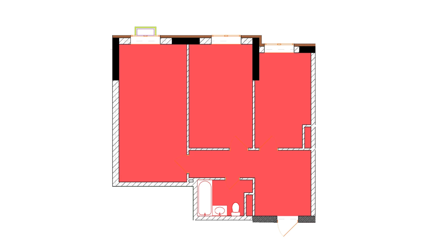 2-xonali xonadon 65 m²  1/1 qavat