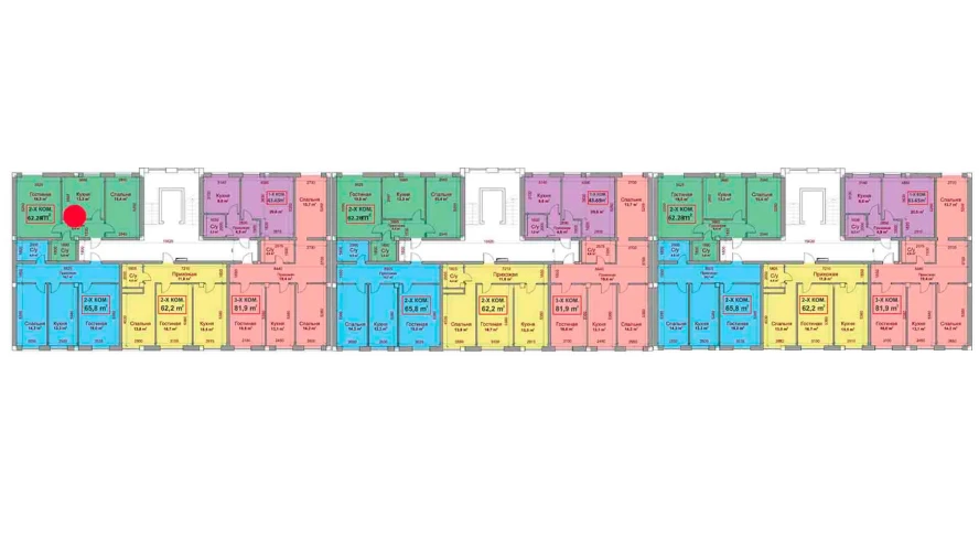 2-комнатная квартира 62.28 м²  2/2 этаж