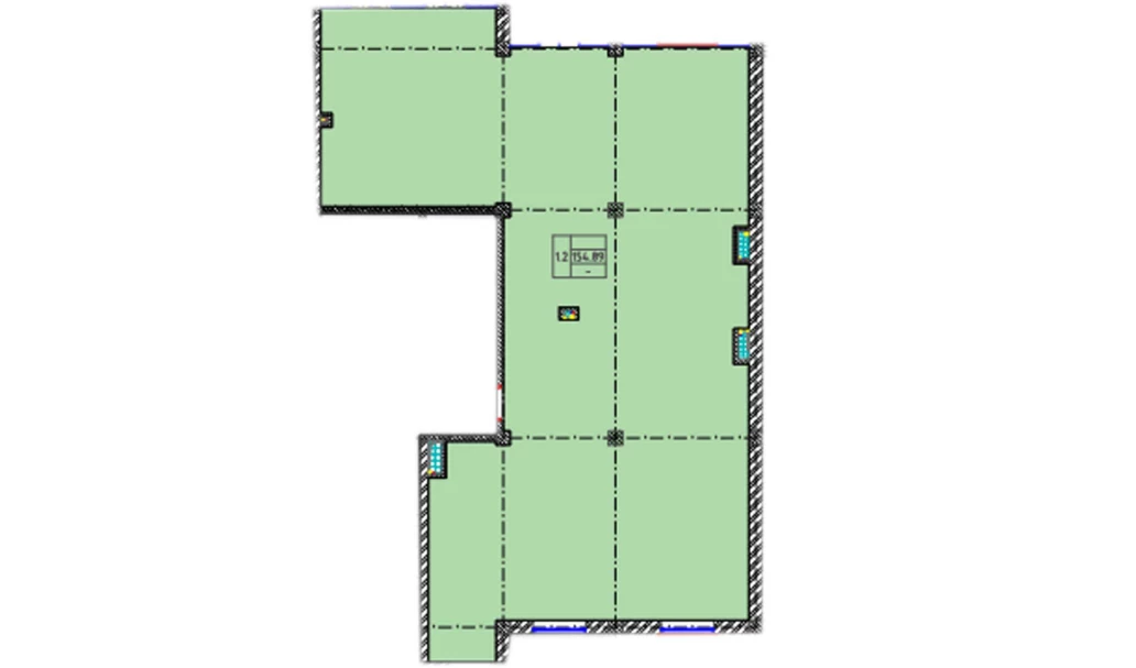 1-комнатная квартира 154.89 м²  1/1 этаж