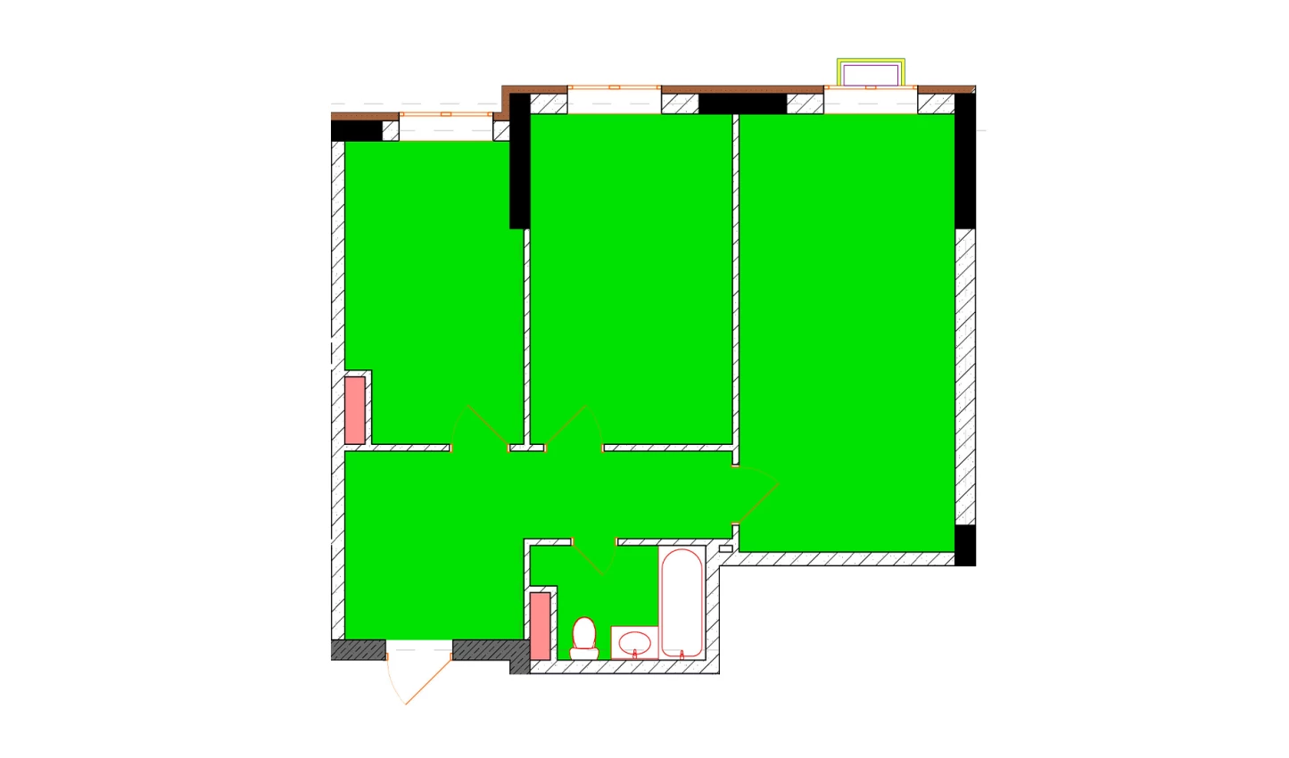 2-xonali xonadon 64.2 m²  9/9 qavat