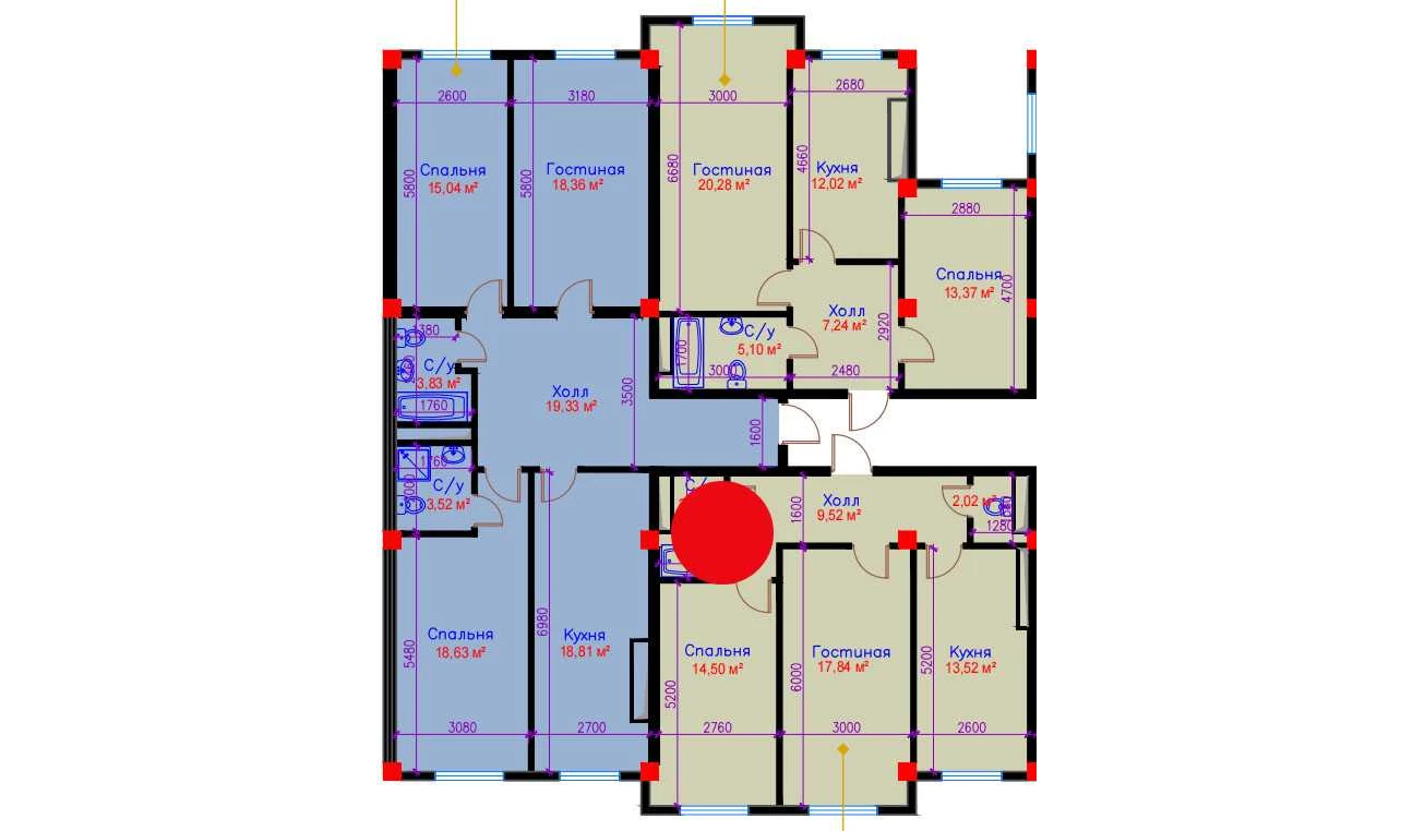 2-комнатная квартира 61.06 м²  10/10 этаж