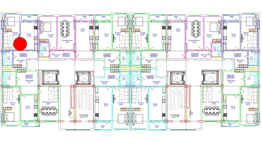 1-комнатная квартира 49.6 м²  6/6 этаж