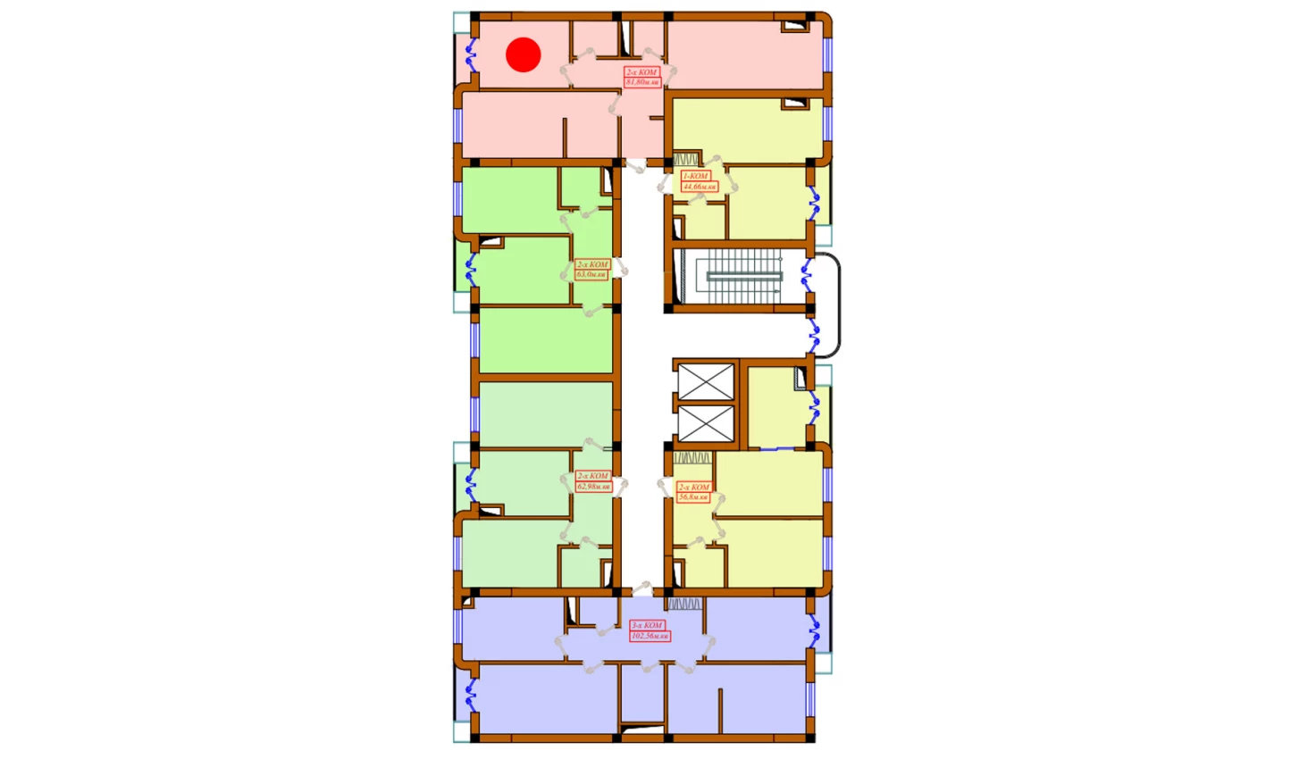 2-комнатная квартира 81.8 м²  4/4 этаж