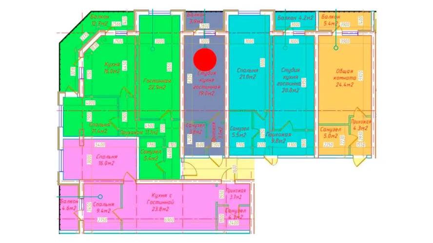 1-xonali xonadon 29.8 m²  4/4 qavat