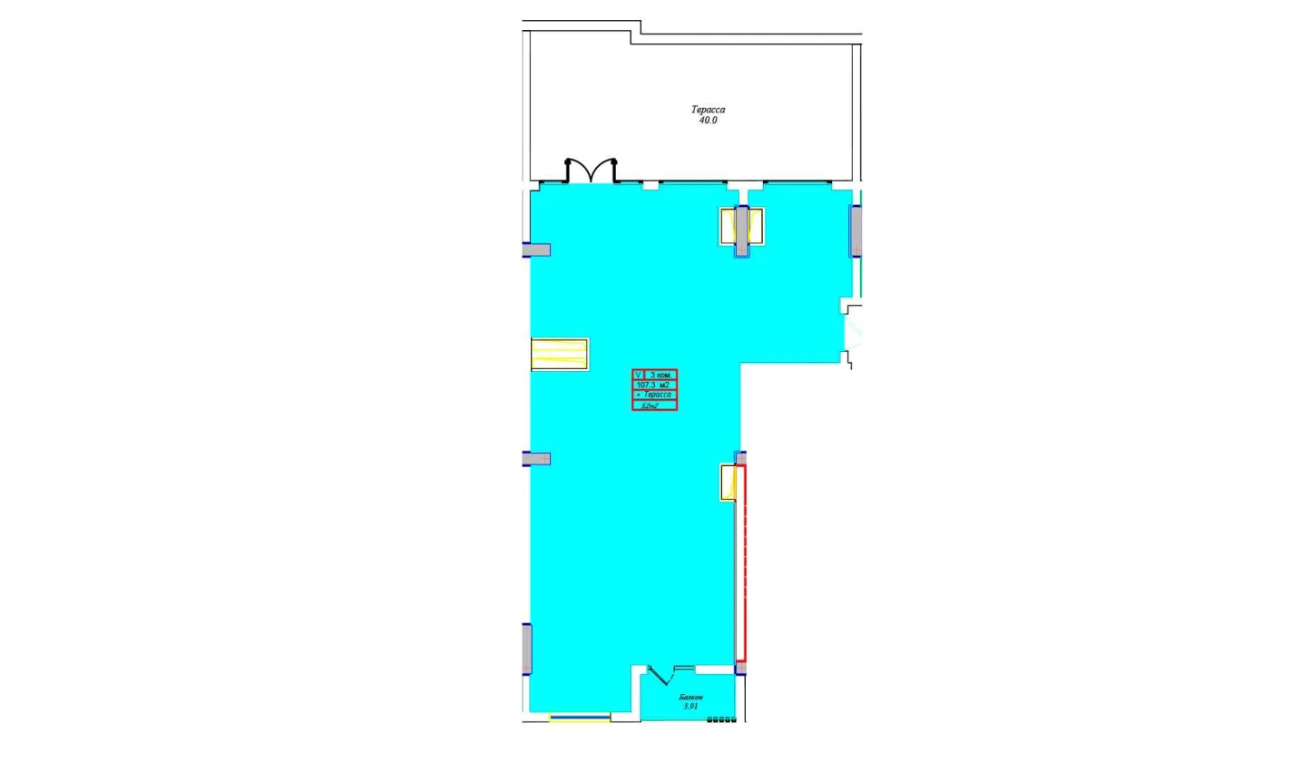 3-комнатная квартира 107.3 м²  17/17 этаж