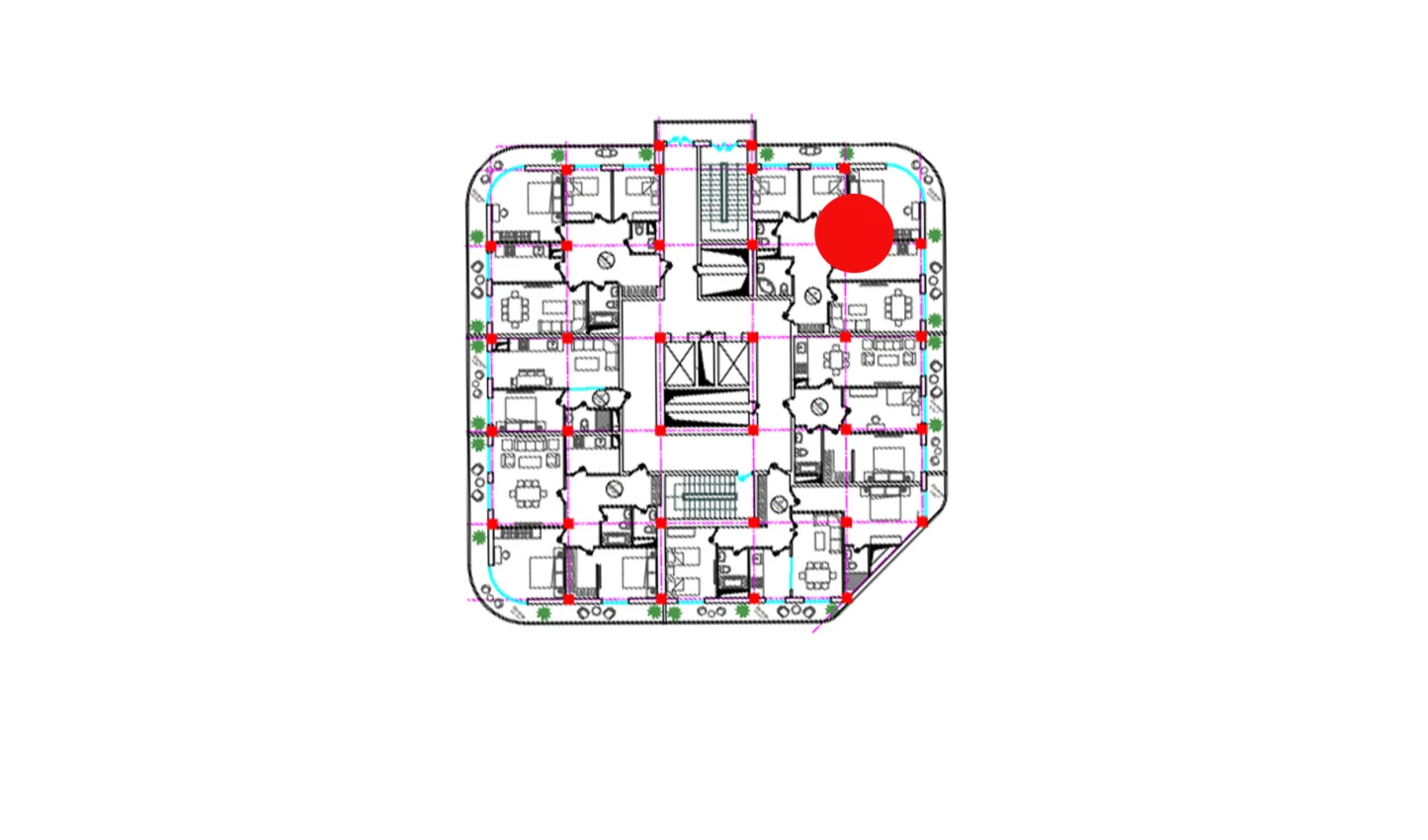 4-xonali xonadon 83.3 m²  19/19 qavat