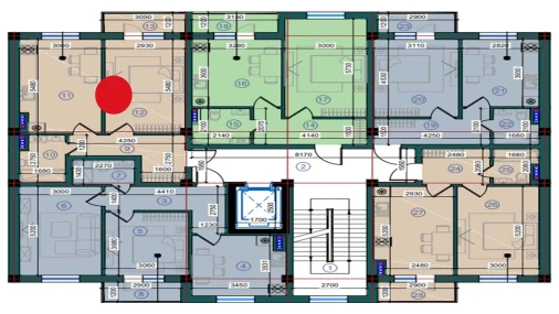 1-xonali xonadon 95.5 m²  7/7 qavat | Bristol Turar-joy majmuasi