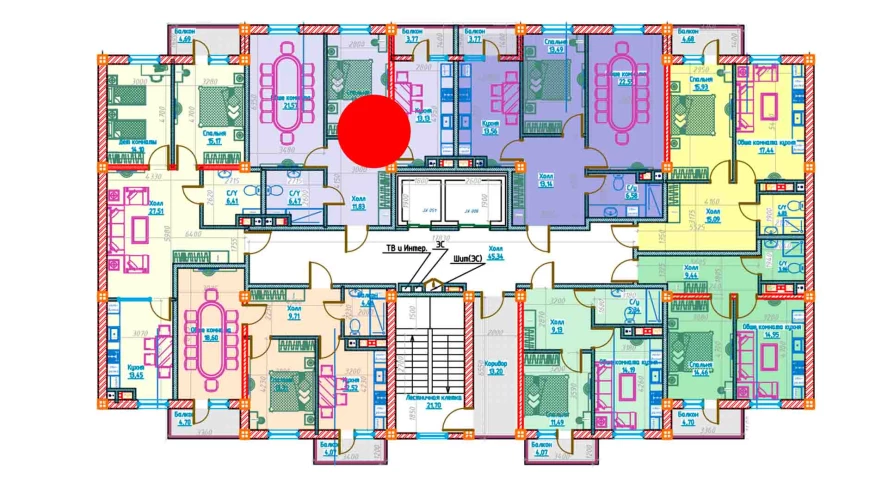 2-комнатная квартира 66.54 м²  10/10 этаж