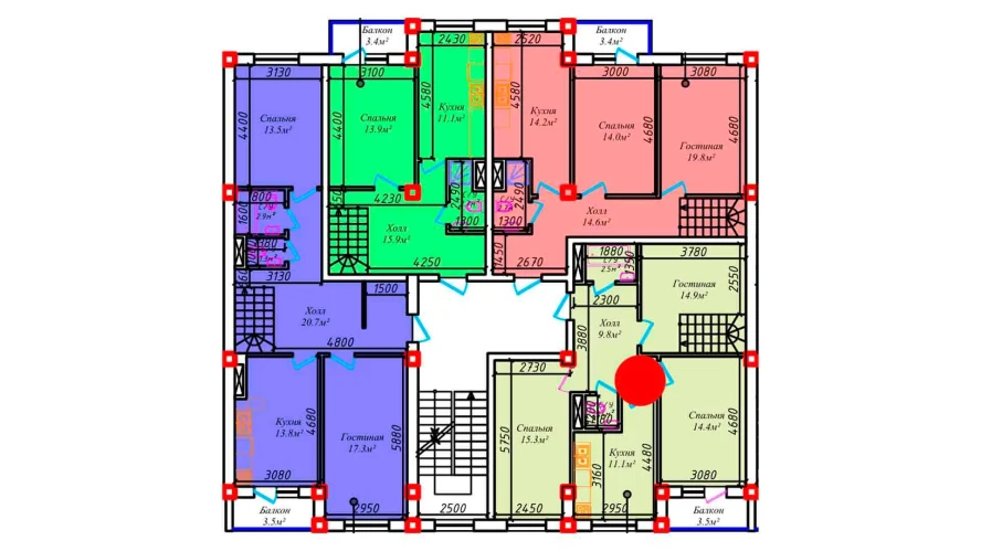 3-комнатная квартира 76.4 м²  5/5 этаж