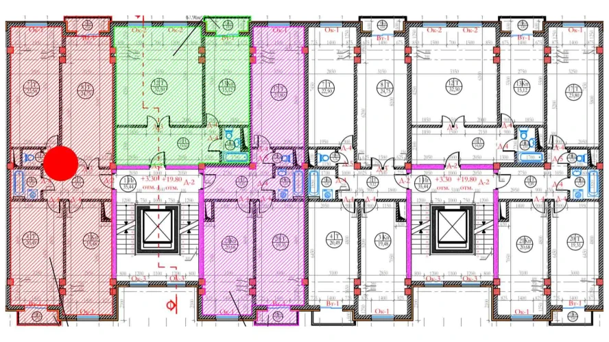 4-xonali xonadon 107.93 m²  6/6 qavat