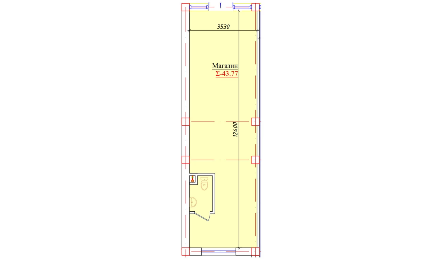 1-xonali xonadon 43.77 m²  1/1 qavat