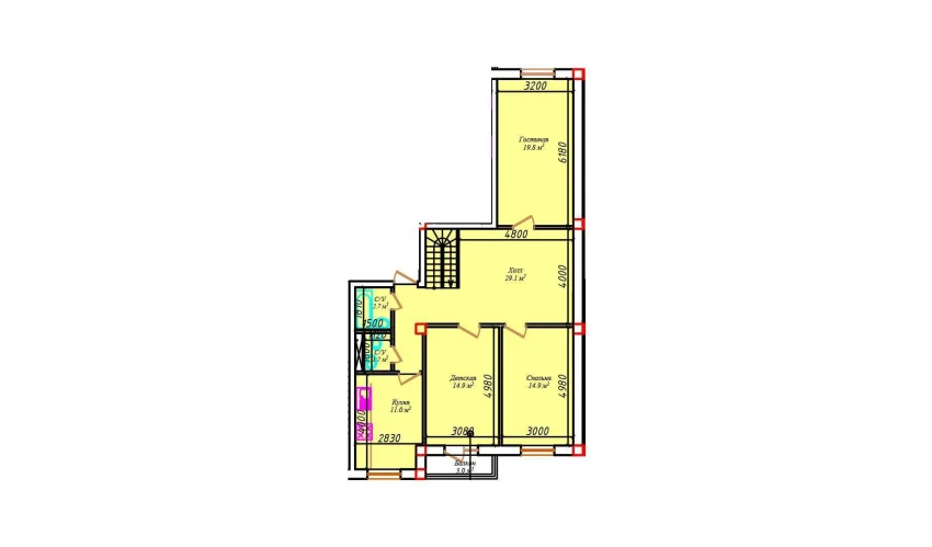 3-xonali xonadon 99.5 m²  5/6 qavat | CHIRCHIQ CITY Turar-joy majmuasi