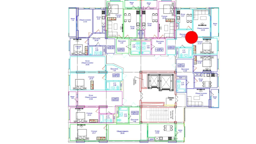 2-комнатная квартира 61.56 м²  3/3 этаж