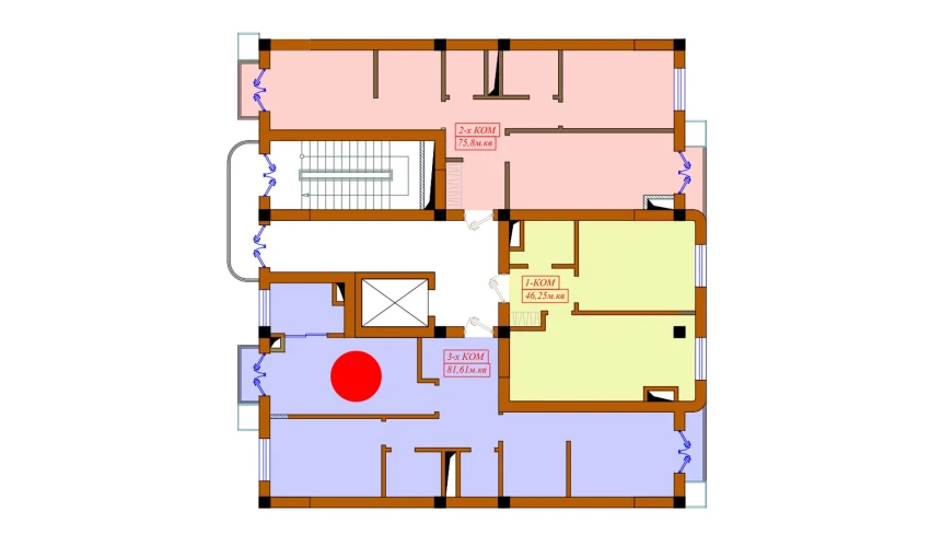 3-xonali xonadon 81.61 m²  6/10 qavat | Aviasozlar Plaza Turar-joy majmuasi