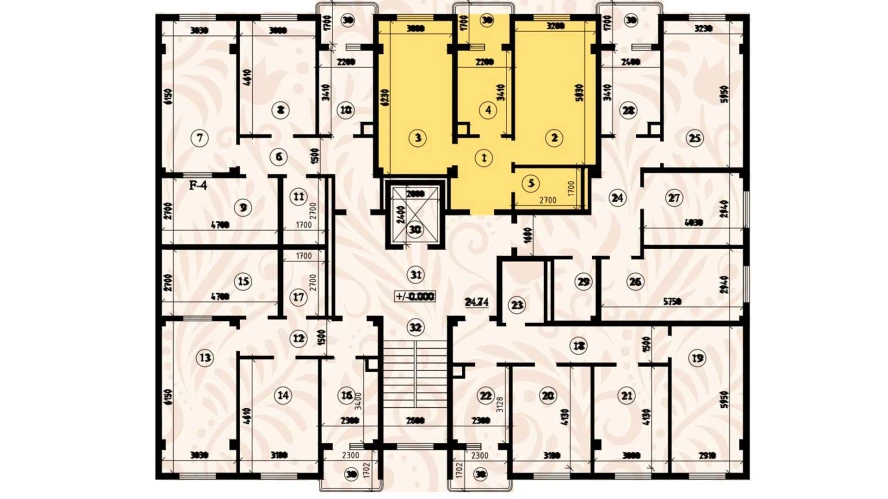 2-комнатная квартира 59.95 м²  2/2 этаж