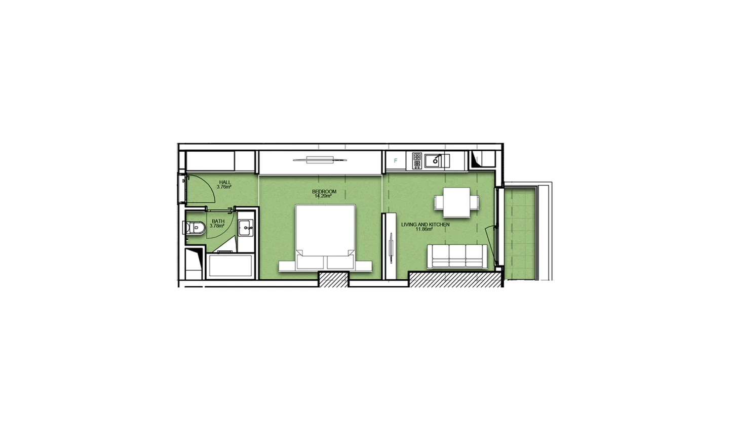 2-комнатная квартира 37.12 м²  14/14 этаж