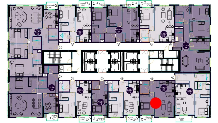 2-комнатная квартира 66.12 м²  11/11 этаж