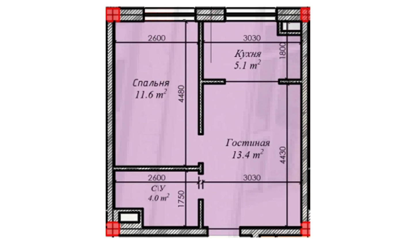 2-xonali xonadon 34.1 m²  2/2 qavat