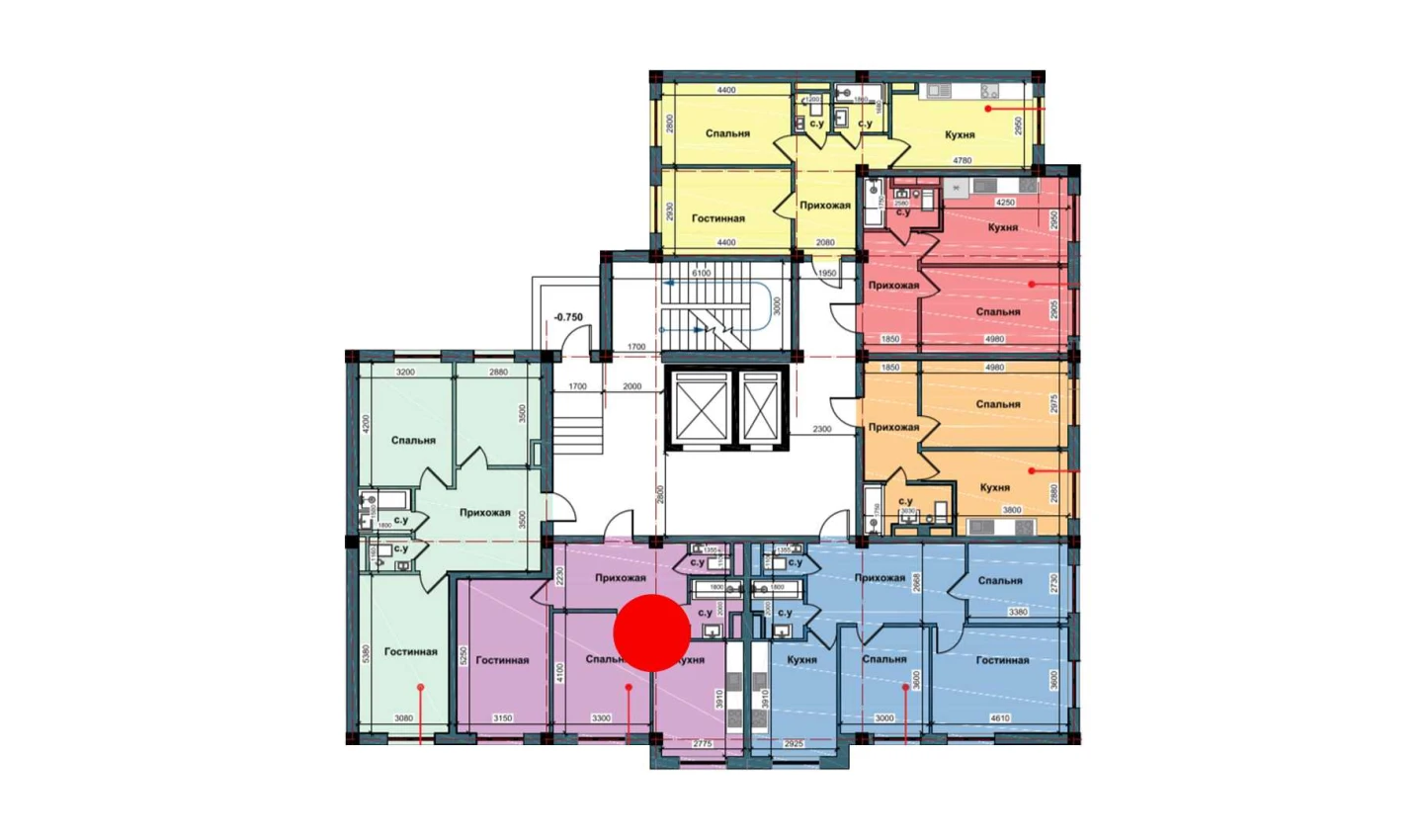 2-комнатная квартира 61 м²  2/2 этаж