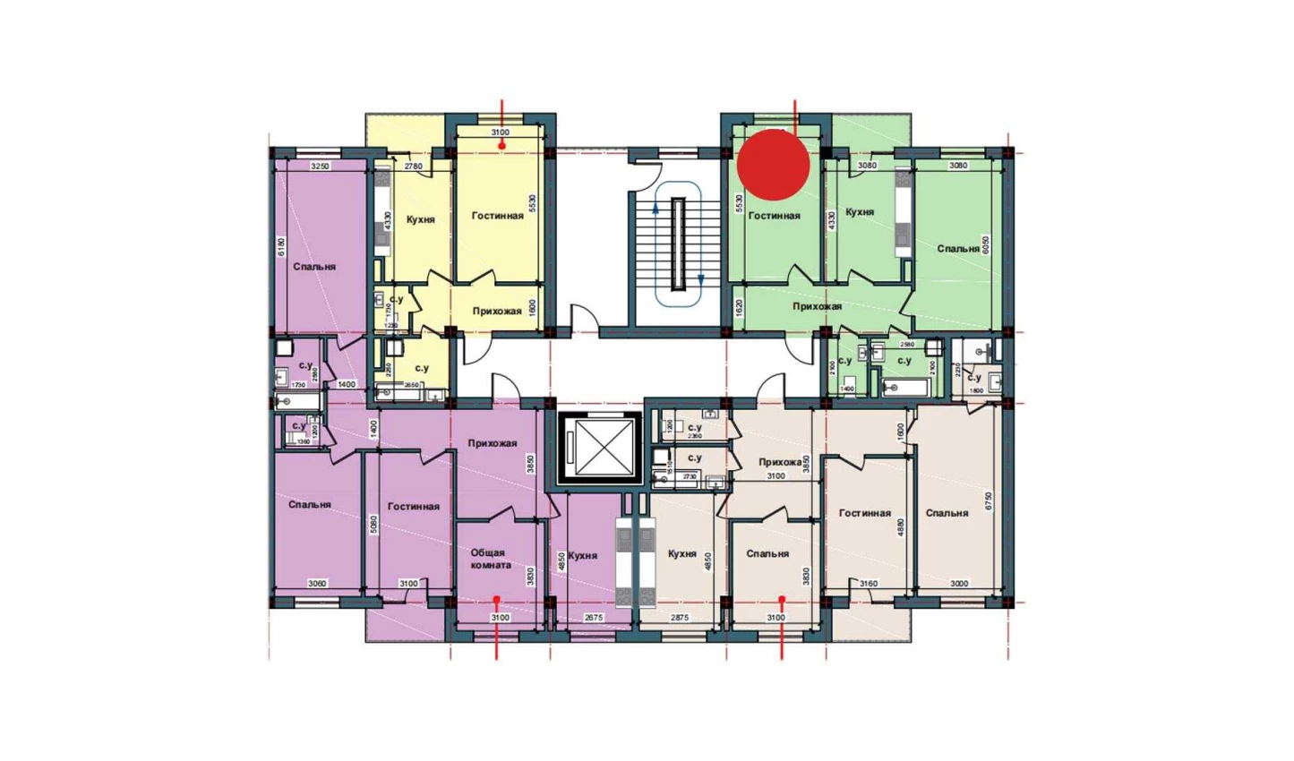 2-комнатная квартира 75 м²  8/8 этаж