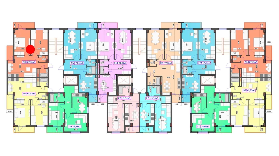 2-комнатная квартира 67.22 м²  7/7 этаж