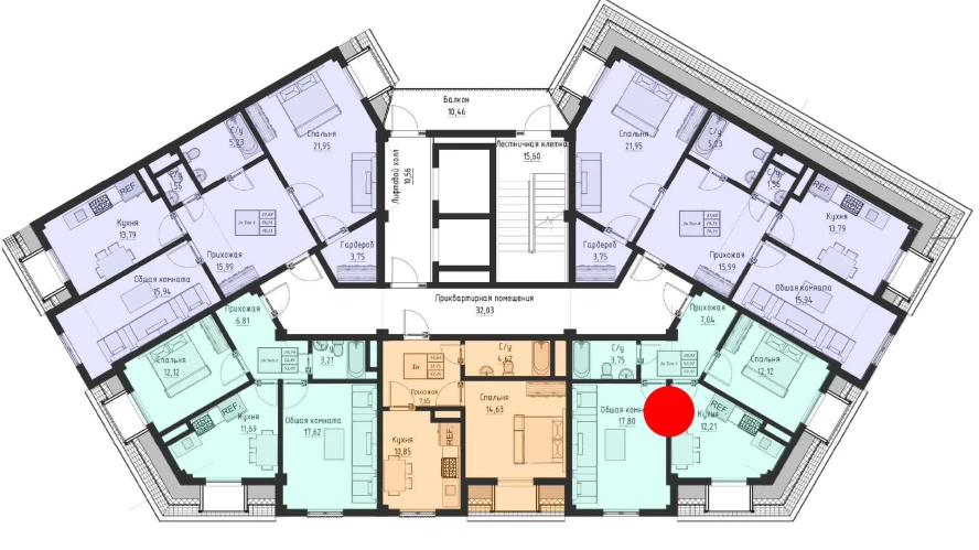 2-xonali xonadon 52.92 m²  15/15 qavat