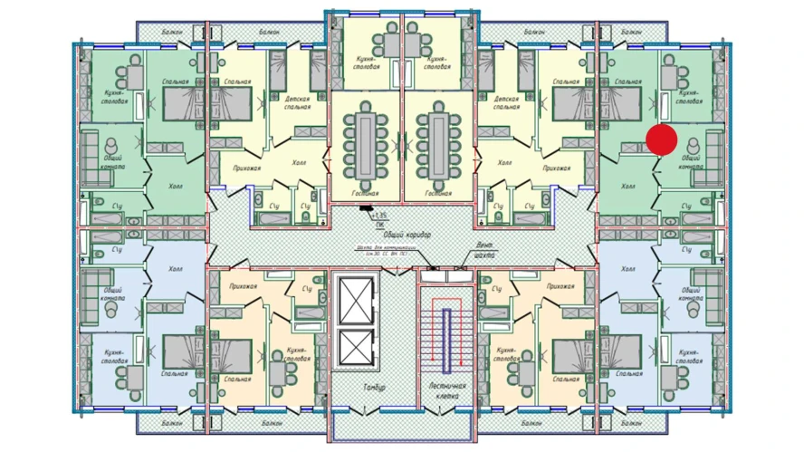 2-комн. квартира 54.7 м²  13/16 этаж | Жилой комплекс EKO PARK