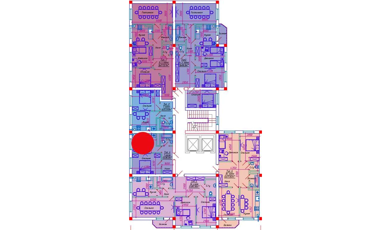 1-xonali xonadon 36 m²  8/8 qavat