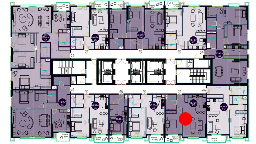 2-комнатная квартира 66.12 м²  16/16 этаж