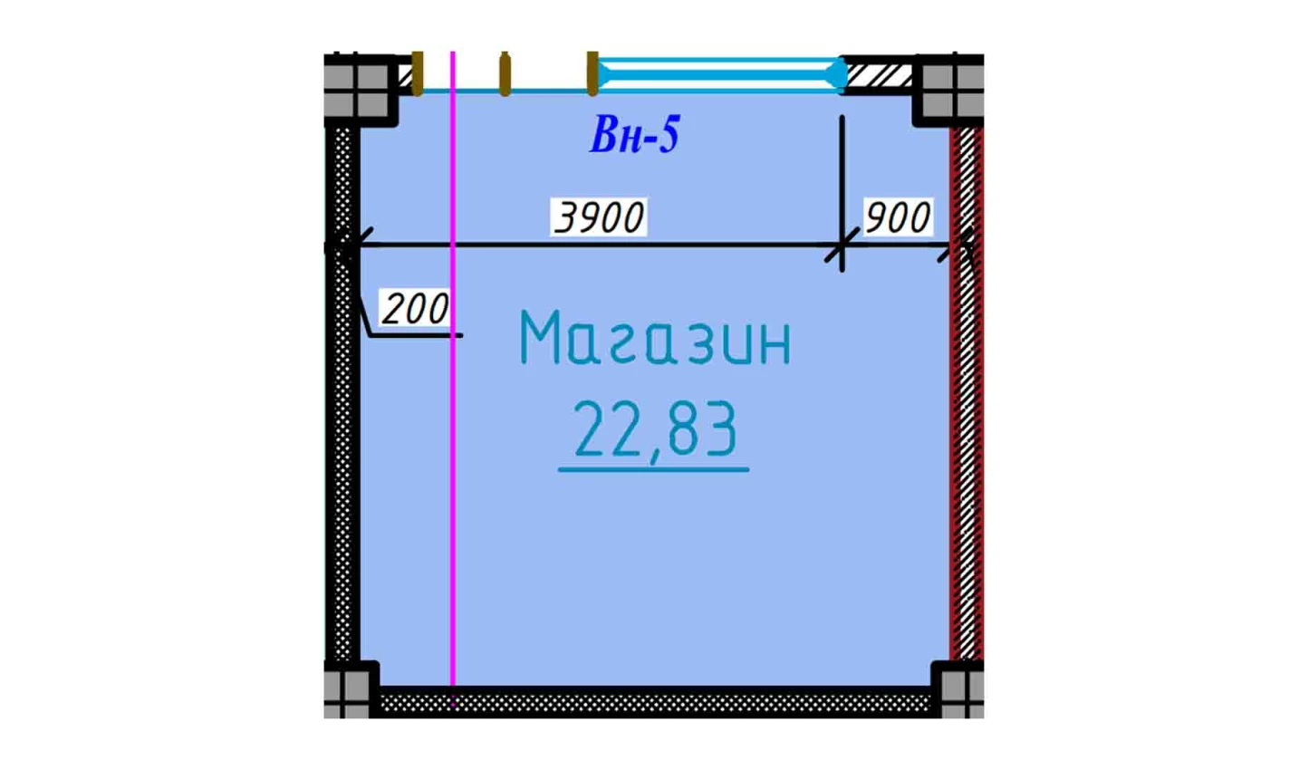 1-xonali xonadon 22.83 m²  1/1 qavat