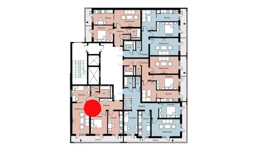 3-xonali xonadon 68.23 m²  12/16 qavat | SOKIN DIYOR Turar-joy majmuasi