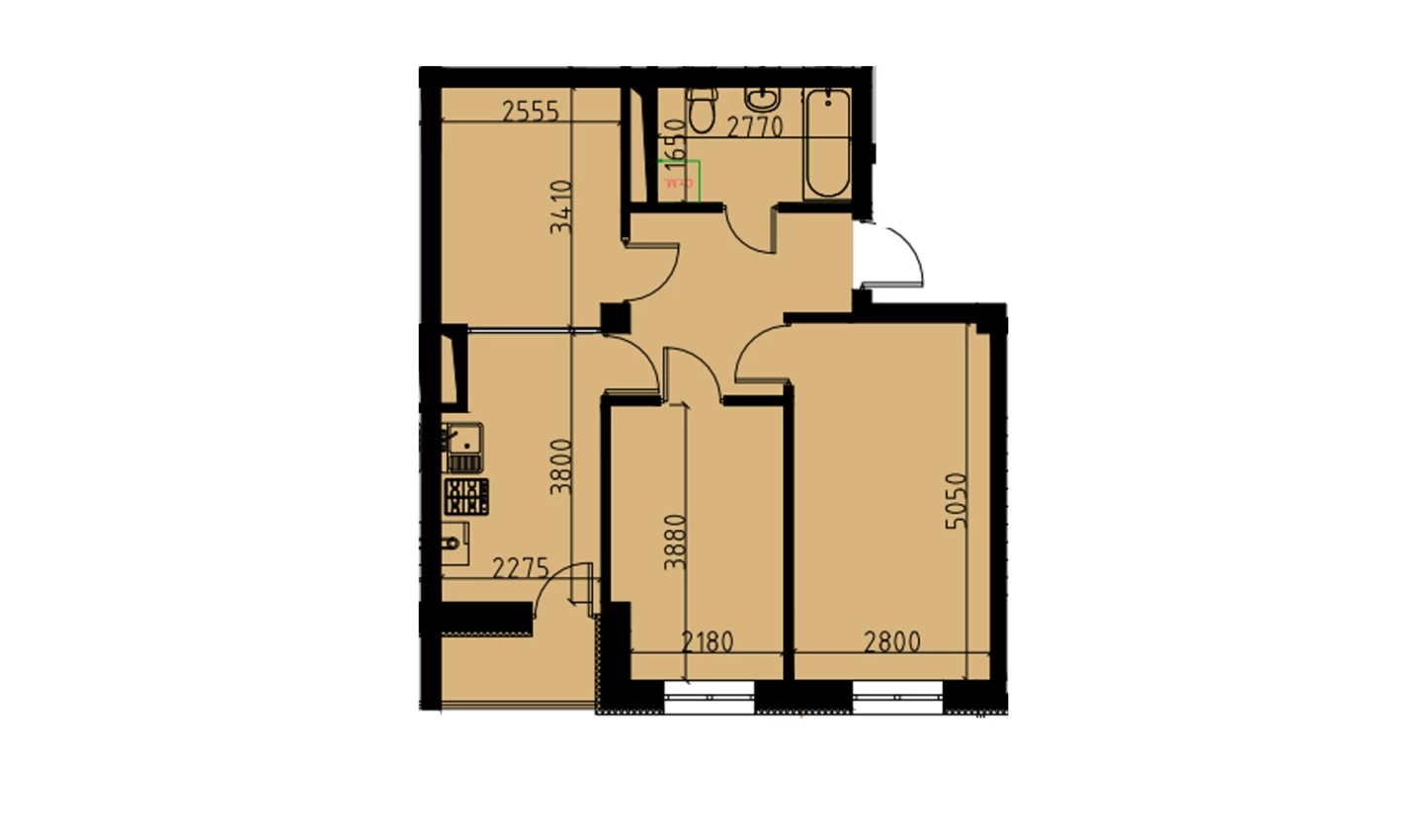 2-комнатная квартира 53.27 м²  8/8 этаж