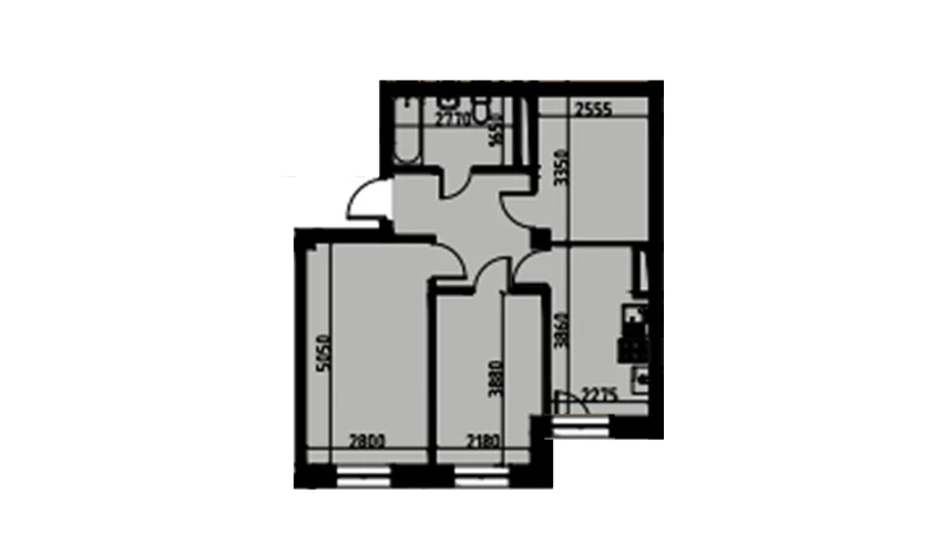 3-комнатная квартира 54.48 м²  1/1 этаж