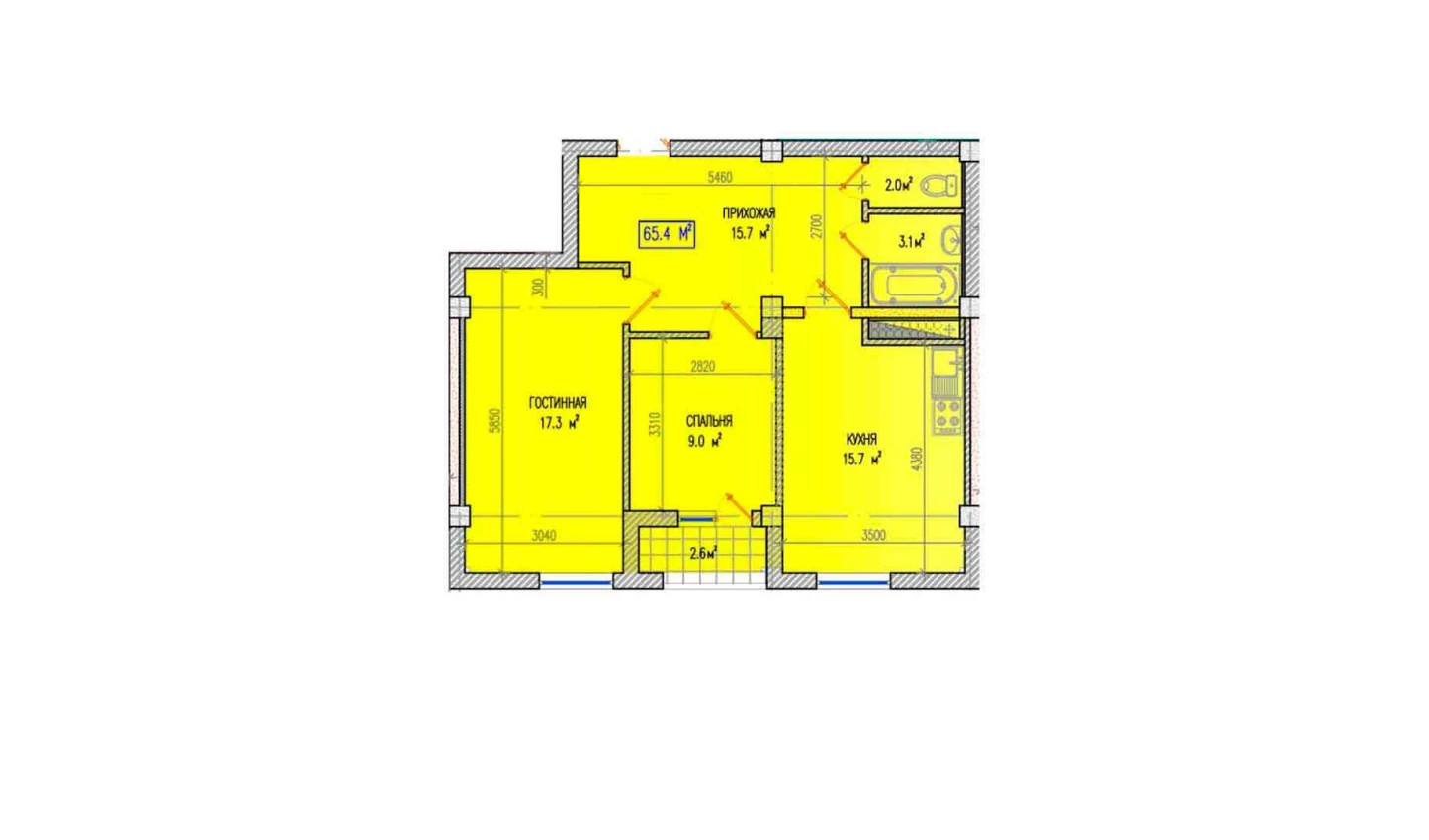 3-комнатная квартира 65.4 м²  5/5 этаж