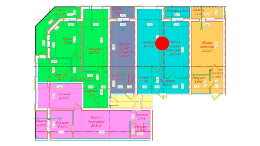 2-xonali xonadon 61.3 m²  3/16 qavat | DO'MBIROBOD RESIDENCE Turar-joy majmuasi