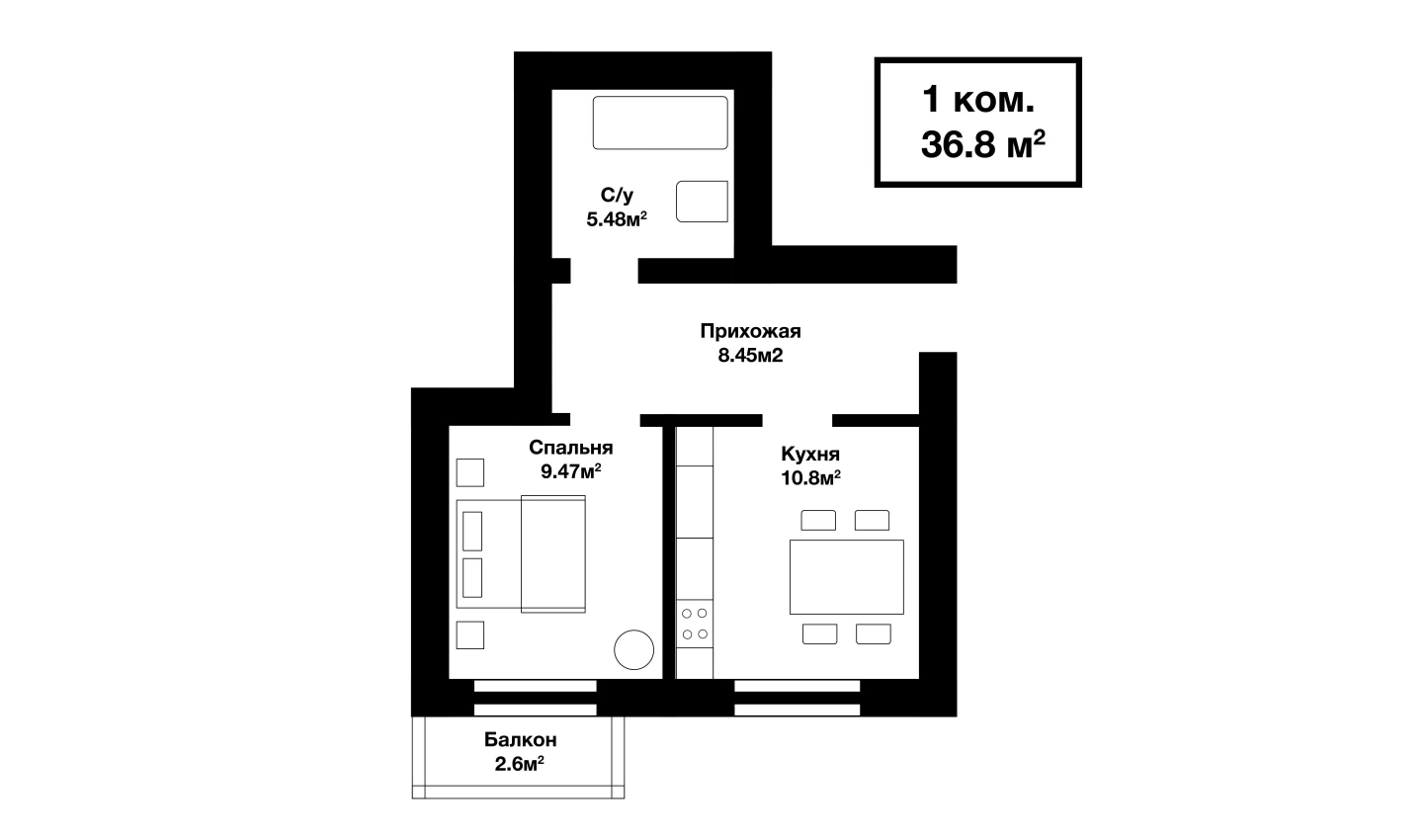 1-xonali xonadon 34.2 m²  2/2 qavat