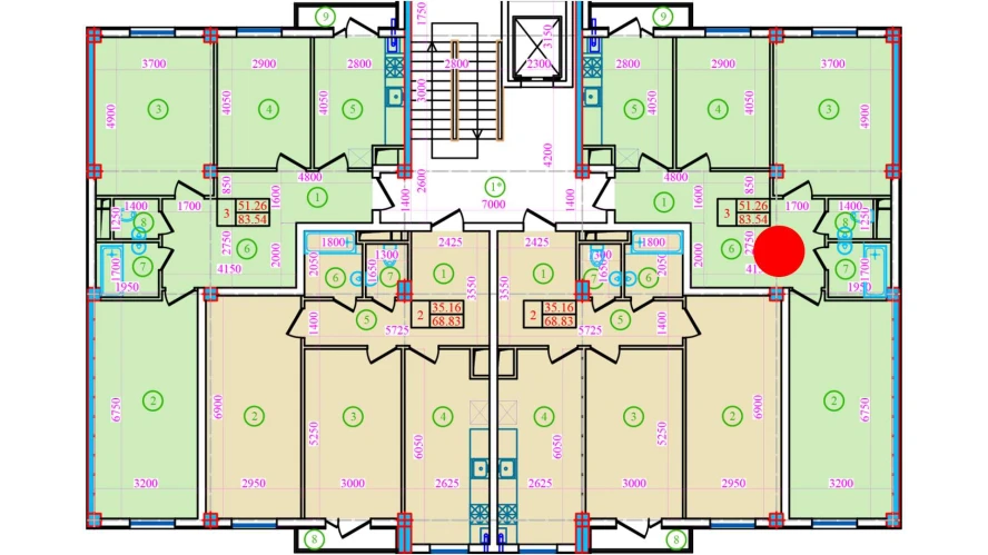 3-комнатная квартира 83.54 м²  9/9 этаж