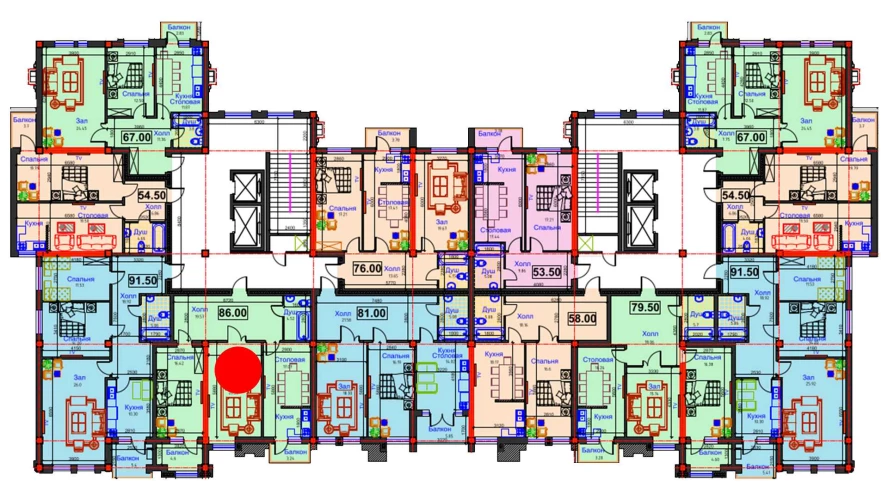 2-xonali xonadon 86 m²  8/8 qavat