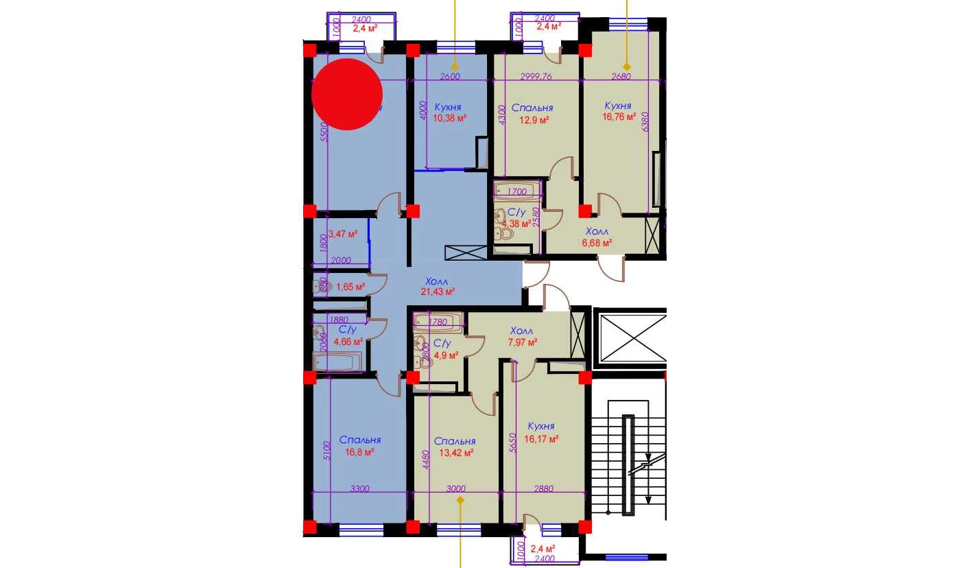 2-комнатная квартира 80.3 м²  8/8 этаж