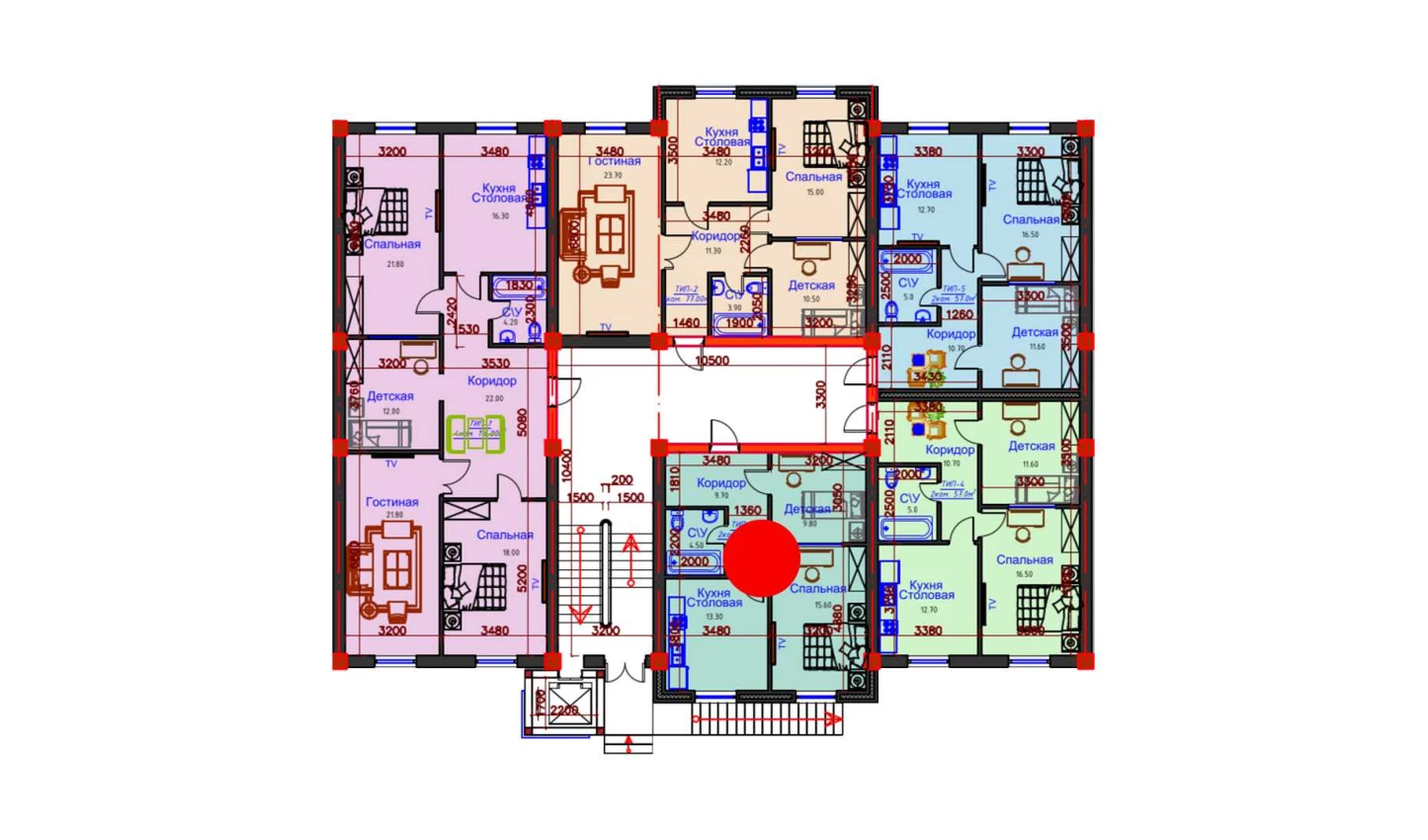 2-комнатная квартира 54 м²  1/1 этаж