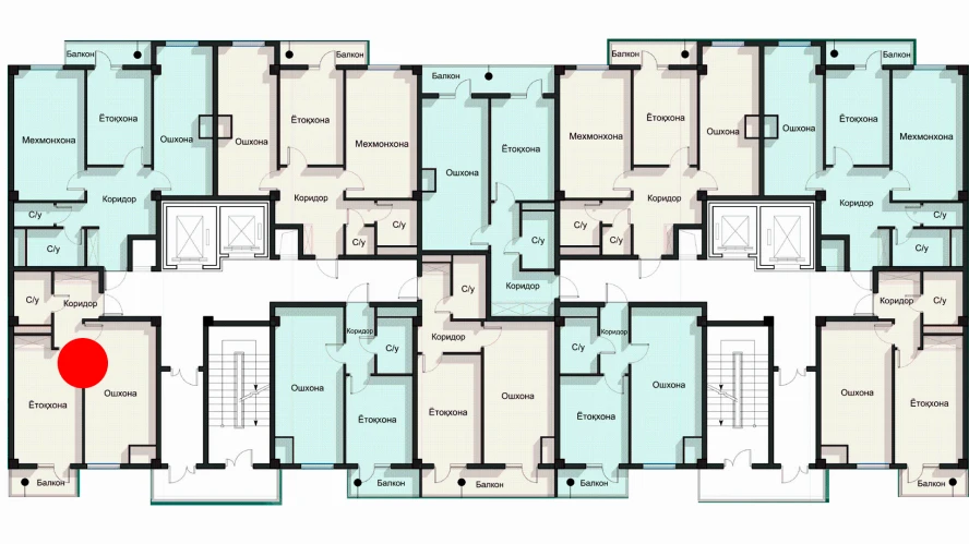 1-xonali xonadon 49.9 m²  7/12 qavat | SPUTNIK AVENUE Turar-joy majmuasi