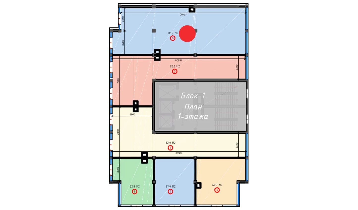 1-xonali xonadon 116.7 m²  2/2 qavat