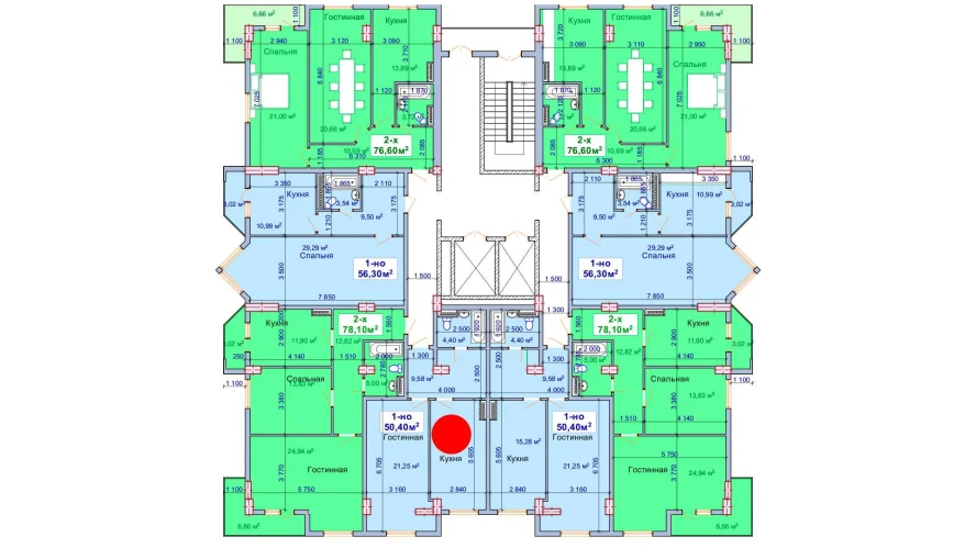 1-комнатная квартира 50.4 м²  4/4 этаж